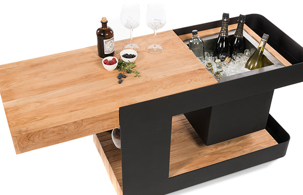 Bar extérieur mobile sur roulette design Indu