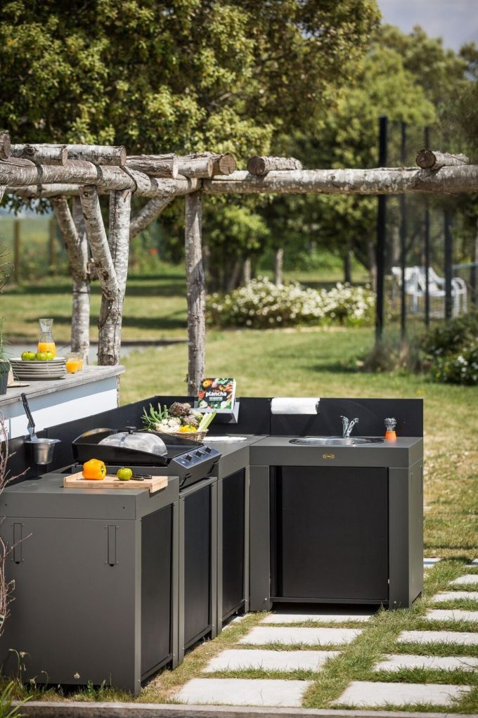 Module cuisine extérieure Plan de travail Gris Eno